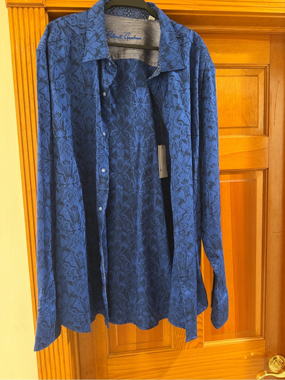 Robert Graham Blue Floral-Jacquard Button-Down Shirt
